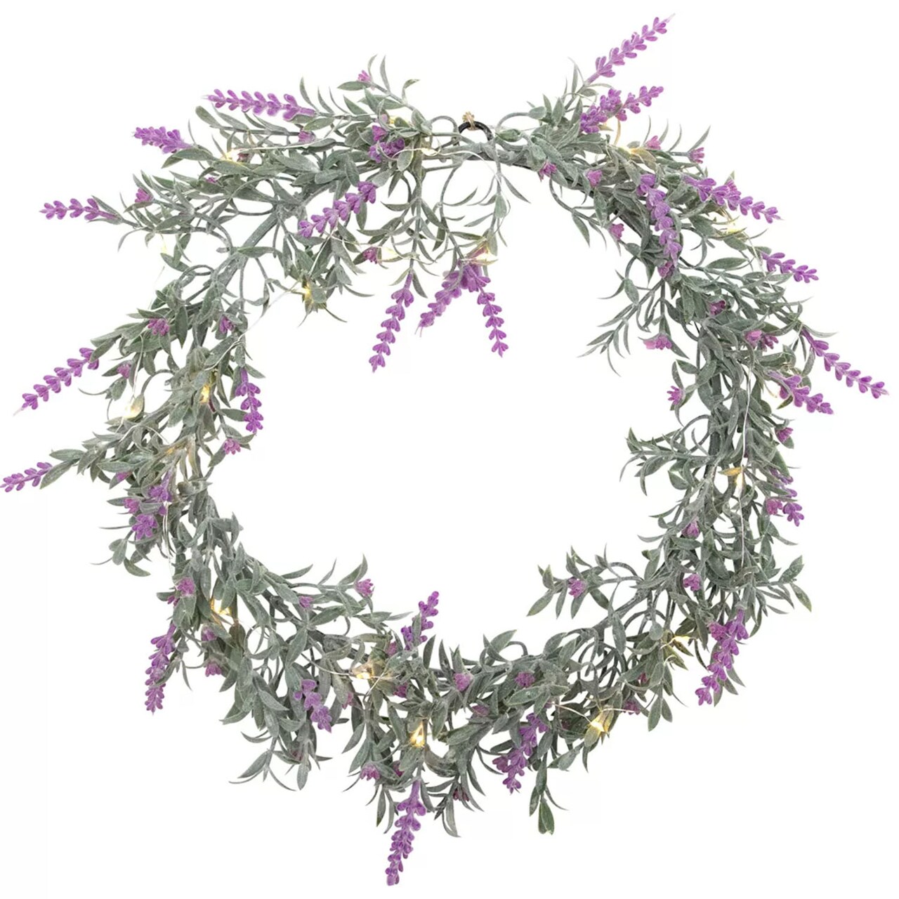 16-Inch Pre-Lit Pink and Lavender Spring Wreath Battery Operated with White LED Lights